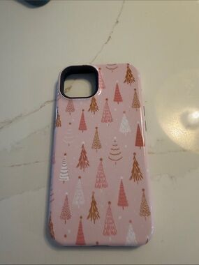 Casely iPhone 13 Pink Holiday Tree Pattern Phone Case